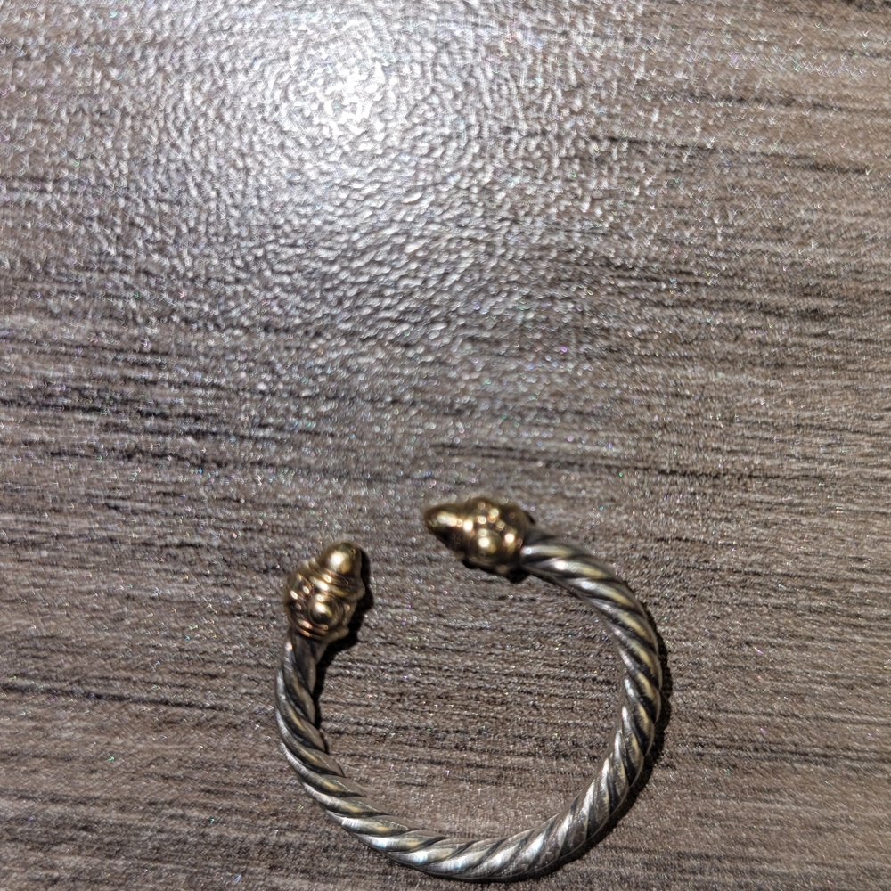 David Yurman Sz 6 Silver 14k Gold Renaissance Ring With Diamonds 2.3mm Wide - Picture 4 of 8